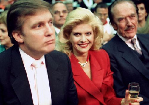 Donald Trump with first wife Ivana, and father Fred Trump at Atlantic City in 1988.
