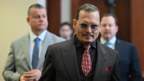 Actor Johnny Depp arrives in the courtroom at the Fairfax County Circuit Court on Tuesday, May 3.