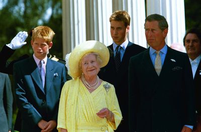 Pictured with her grandson Prince Charles and great grandsons