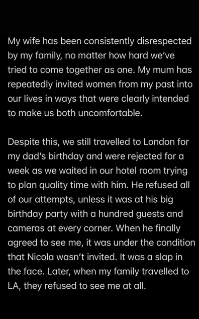 Brooklyn Beckham addresses family feud in new statement