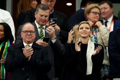 Prince Albert and Princess Charlene at the rugby, October