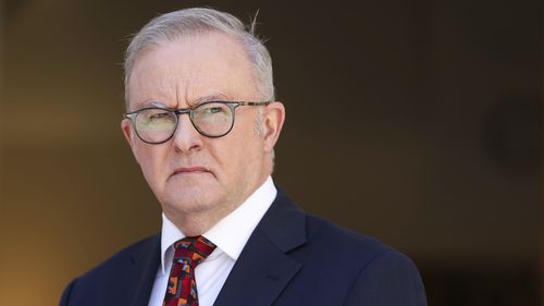 Prime Minister Anthony Albanese during a press conference at Parliament House in Canberra on Monday 10 November 2025.