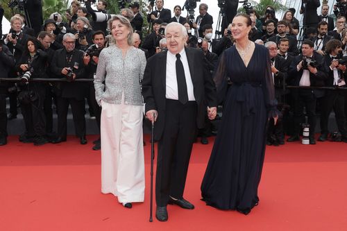 Princess Caroline of Monaco, Paul Rassam and Carole Bouquet attend the "Killers Of The Flower Moon" red carpet during the 76th annual Cannes film festival at Palais des Festivals on May 20, 2023 in Cannes, France.