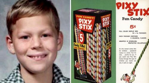 Timothy O'Bryan, aged 8, died after his father filled a Pixy Stix with cyanide and gave it to his son after they had been out trick or treating on Halloween 1974.