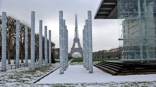 Large parts of Paris were on snow alert after record falls in recent days. (Photo: AP).