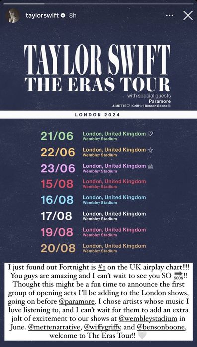 Taylor Swift announces three new support acts for her London shows.