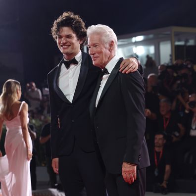 Homer gere and Richard Gere VENICE, ITALY - SEPTEMBER 01: Homer James Jigme Gere and Richard Gere attend the Filming Italy Venice Award red carpet during the 81st Venice International Film Festival on September 01, 2024 in Venice, Italy. (Photo by Vittorio Zunino Celotto/Getty Images)