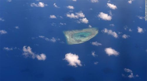 A reef in the disputed Spratly Islands on April 21, 2017.