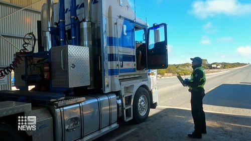 Trucks lined up for WA border checks