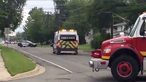 Emergency services at the scene of a shooting in Fredericton, Canada.
