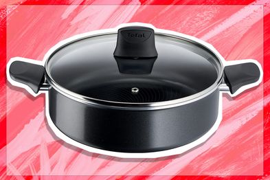 9PR: Tefal Generous Cook Induction Non-Stick Shallow Pan and Lid, 26cm, 4.1L, Black