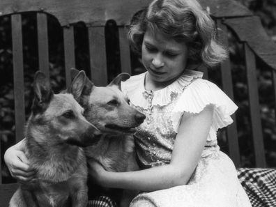 Princess Elizabeth and her corgis pictured in 1936