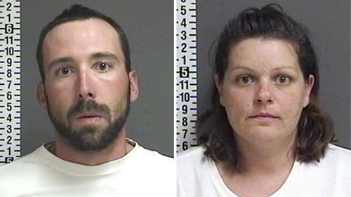 File photos provided by the Cass County Sheriff's Office in Fargo, North Dakota, shows William Hoehn, and his girlfriend Brooke Crews, the two people charged in connection with the murder of Savanna Greywind in August 2017.