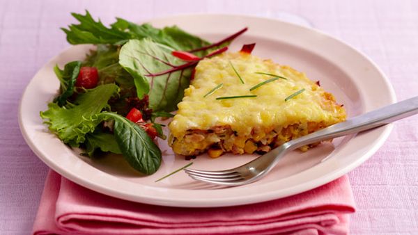 Corn, chive and ham rice cake