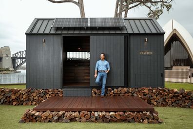 Matthew McConoughey launched an off-grid cabin he co-designed with Wild Turkey's charity initiative, With Thanks, at The Royal Botanic Gardens November 19, 2019 in Sydney, Australia