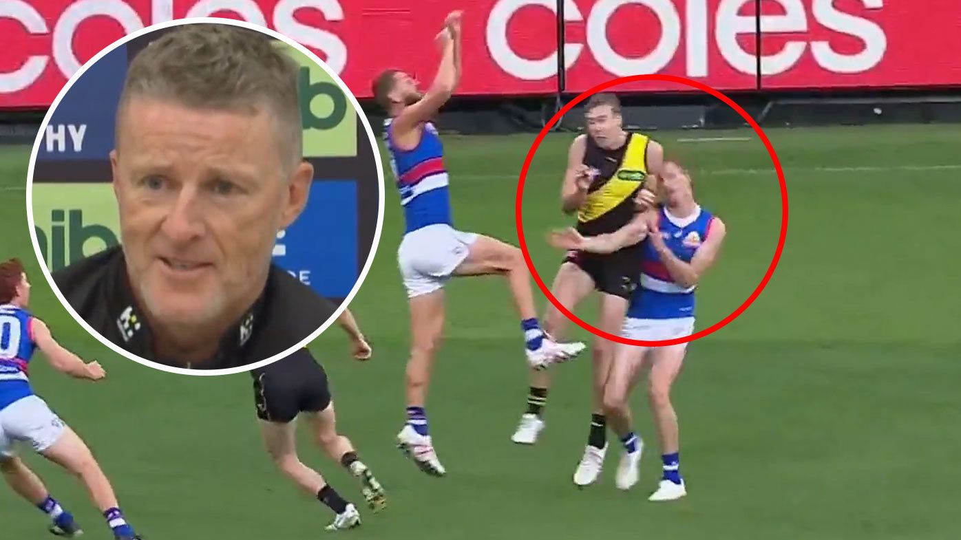 Richmond coach Damien Hardwick took offence to being asked about Tom Lynch&#x27;s bump on Alex Keath