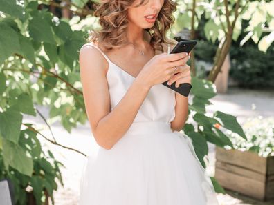 Bride with phone