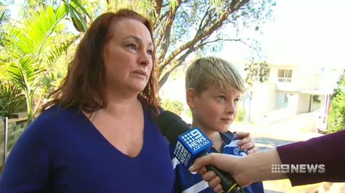 The mother of eight-year-old Jackson Smith has issued a safety warning to parents after he was involved in a terrifying near-miss accident. Picture: 9NEWS.
