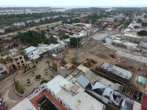 Aerial view of the damage in Los Cabos, Baja California. (AAP)