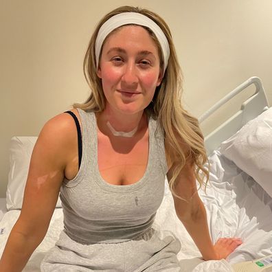 Mikaela Gangi after her first cancer surgery.