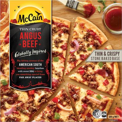 215 calories per 100g - Mccain Ultra Thin Angus Beef Pizza 320g