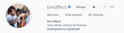 Ben Affleck, secret Instagram account