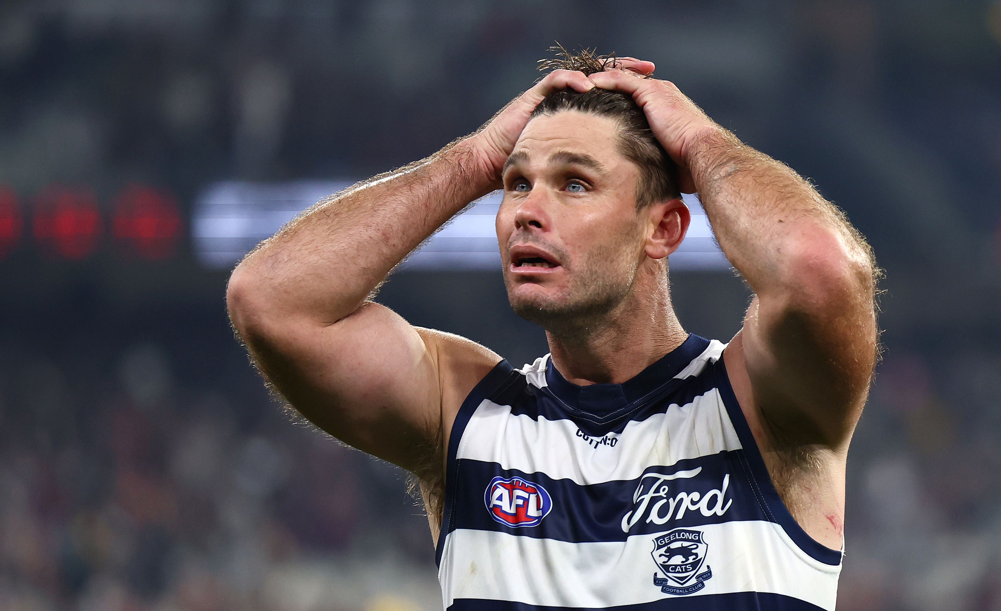 'The goals will come': Zach Guthrie plays down goalless Tom Hawkins fears after Cats loss to Demons