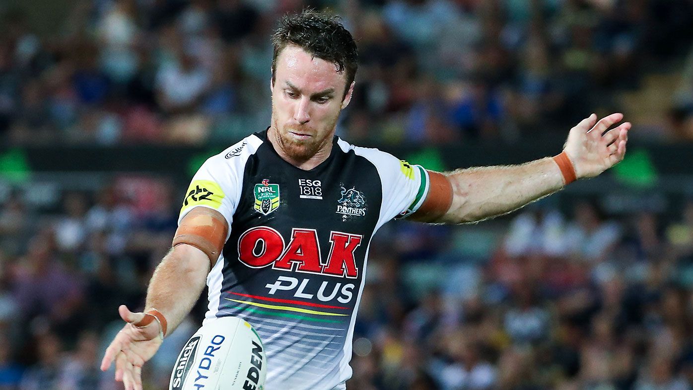 James Maloney of the Panthers gets a kick away