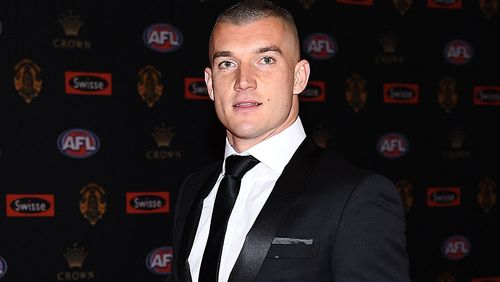 Dustin Martin arrives at the Brownlow medal ceremony. (AAP)