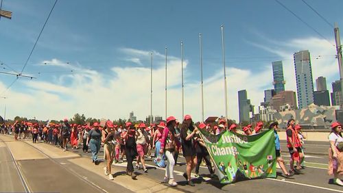 Thousands of people have marched to end gender-based violence in Sydney and Melbourne today, including the family of murdered teenager ﻿Isla Bel.