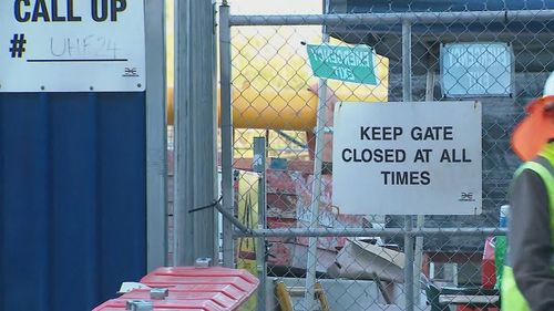 The 54-year-old worker was rushed to Princess Alexandra Hospital from the ﻿Boggo Road station site in the city's south after the accident at 1.15pm, Queensland Ambulance said.