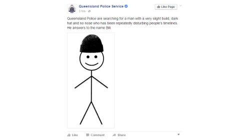 Queensland police post spoof callout for help locating 'public nuisance' meme