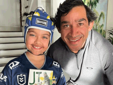 Jonathan Thurston's eldest daughter Frankie dressed as her famous dad for Book Week. 