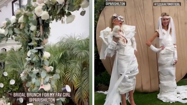 Paris Hilton Rocks Toilet Paper Wedding Dress at Her Bridal Brunch