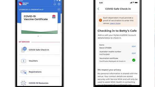 Vaccine passport technology linked to the Service NSW app will be trialled in early October