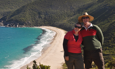 Lacey Filipich with her husband on holiday