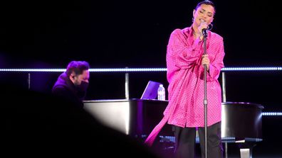 Demi Lovato performs onstage during the OBB Premiere Event for YouTube Originals Docuseries "Demi Lovato: Dancing With The Devil" at The Beverly Hilton on March 22, 2021 in Beverly Hills, California