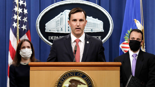 Acting Assistant Attorney General Brian Rabbitt for the Justice Department's Criminal Division and other officials announce a global resolution in a foreign bribery matter at the Department of Justice in Washington on October 22, 2020. (Photo by Yuri Gripas/The New York Times/Pool) NYTCREDIT: Yuri Gripas/The New York Times