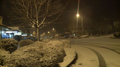 In inland New South Wales' town Oberon there was sleet and snow. Picture: 9NEWS