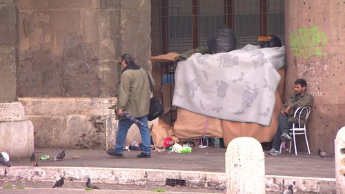 Some of the city's rough sleepers use the walls as shelter. Picture: 9NEWS