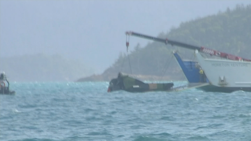 The wreckage of what is believed to a MRH-90 Taipan in Whitsunday waters.