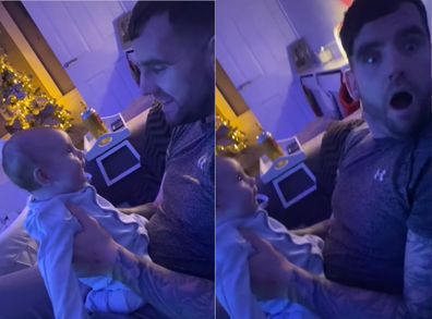 TikTok dad hears newborn son say hello. 