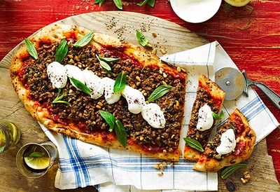 Middle Eastern-style pizza