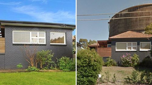 Spot the difference. A real estate agency has been accused of editing a photo with photoshop (left) so a large water tour was not visible in promotional images of a house for sale.  (Supplied)
