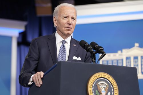 President Joe Biden responds to a reporters question after speaking about the economy in the South Court Auditorium in the Eisenhower Executive Office Building on the White House Campus, Thursday, Jan. 12, 2023, in Washington.