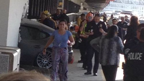 A girl has been injured after a car crashed into the wall at LAX. (@LTOKEN, Twitter)