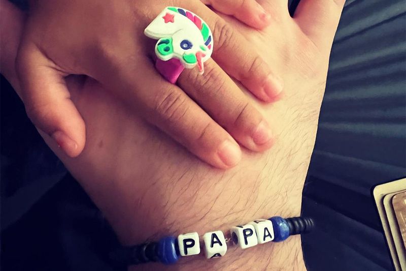 Alexis Ohanian Sr showed off his handmade gift of a bracelet from daughter Olympia.