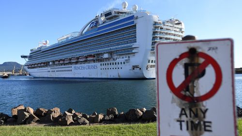 The Ruby Princess, with 1040 crew only on board, docks at Port Kembla, Wollongong. A criminal investigation will be launched into how cruise line operator Carnival Australia was allowed to disembark Ruby Princess passengers in Sydney.