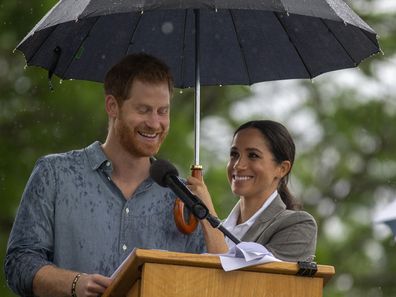 Prince Harry and Meghan, Duchess of Sussex, attend a community picnic at Victoria Park in Dubbo, Australia, Wednesday, October 17, 2018. 