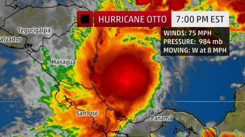 Hurricane Otto is expected to make landfall with winds of 145km/hr on Thursday afternoon AEDT. (WeatherChannel)